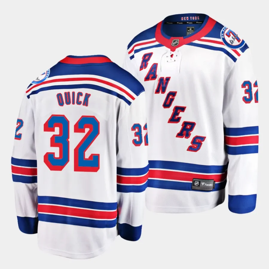 jonathan quick ny rangers white away breakaway player jersey