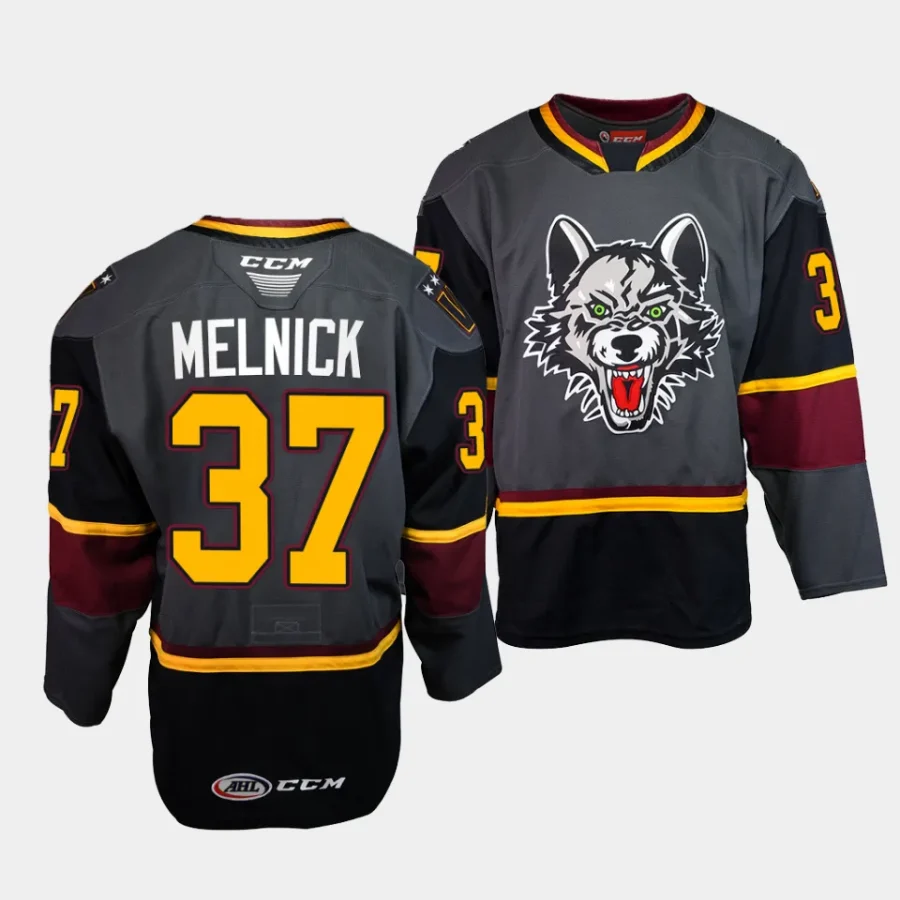 josh melnick chicago wolves ahl storm alternate grey 30th season jersey