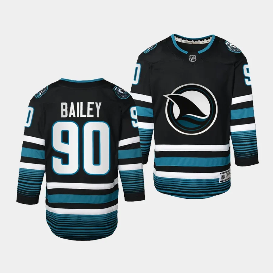 justin bailey sharks 2023 24cali fin 3rd alternate youth blackreplica jersey