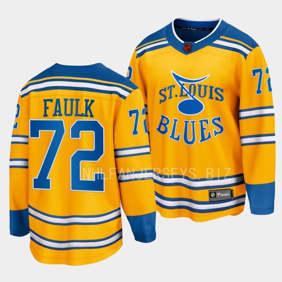 justin faulk blues yellow special edition 2.0 breakaway jersey