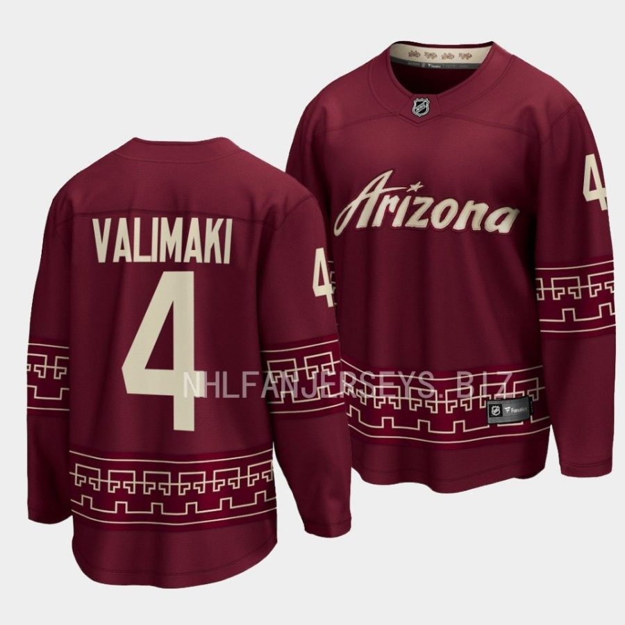 juuso valimaki coyotes garnet 2022 23desert night alternate premier breakaway jersey