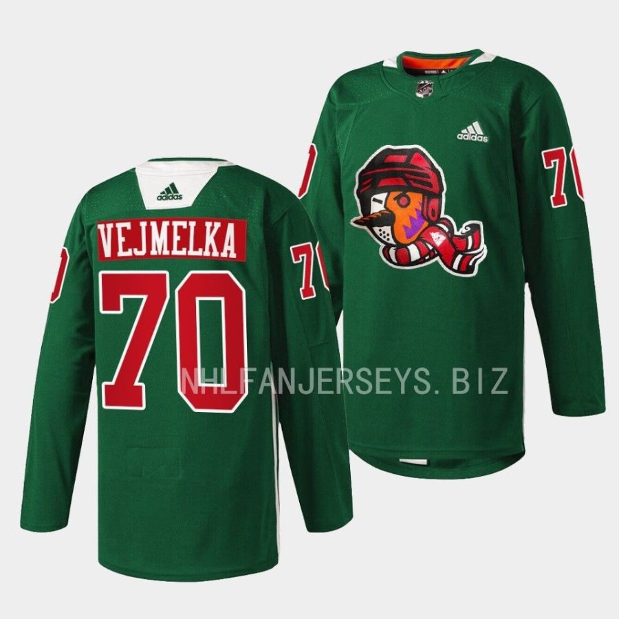 karel vejmelka coyotes warmup 2022howliday green jersey