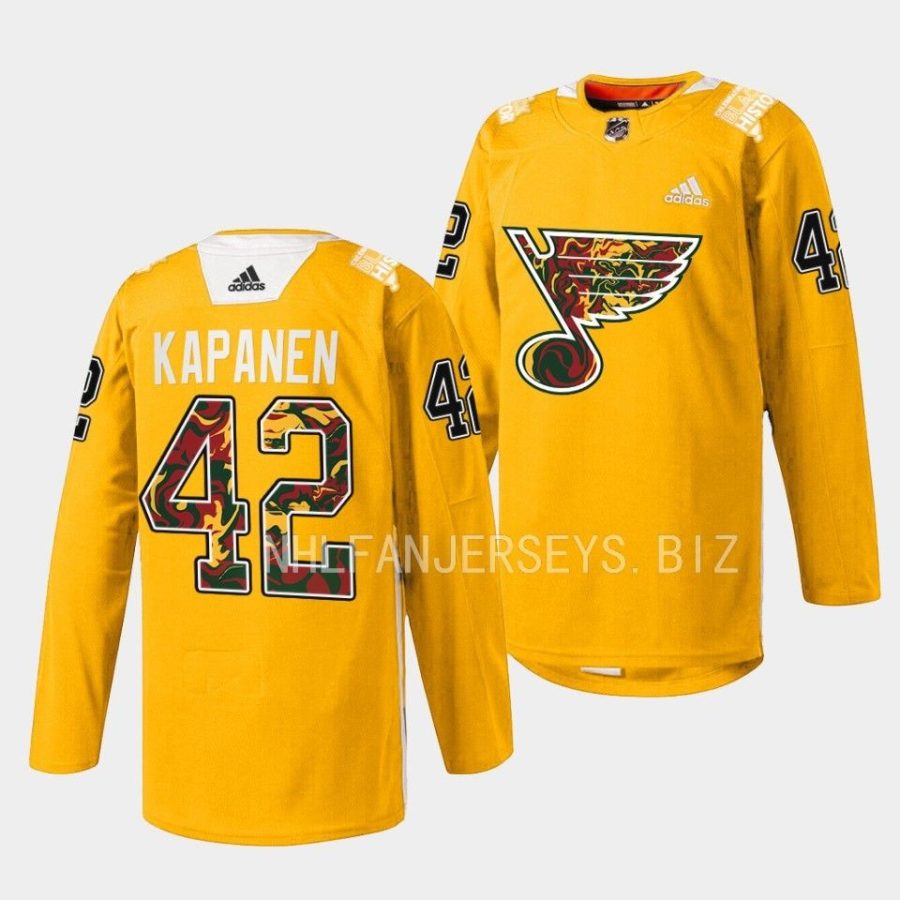 kasperi kapanen blues yellow 2023black history night warmup jersey