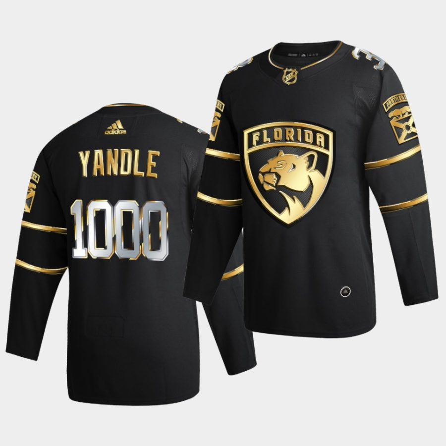 keith yandle panthers black 1000 game milestone authentic golden edition jersey