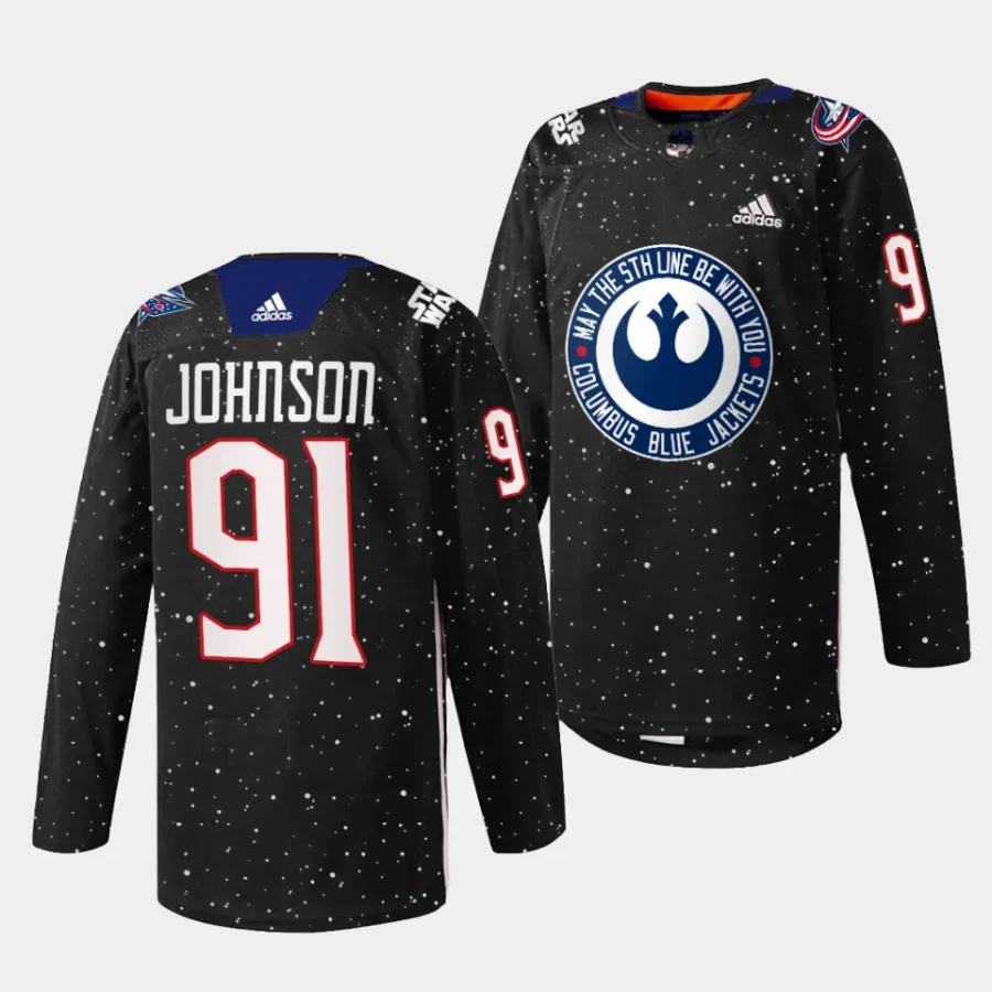 kent johnson blue jackets exclusive edition 2023star wars black jersey