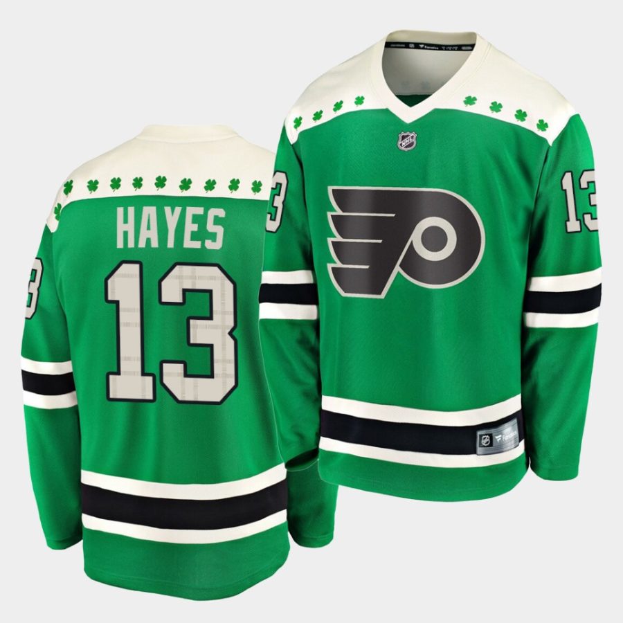 kevin hayes flyers 2020 st. patricks day green jersey 0