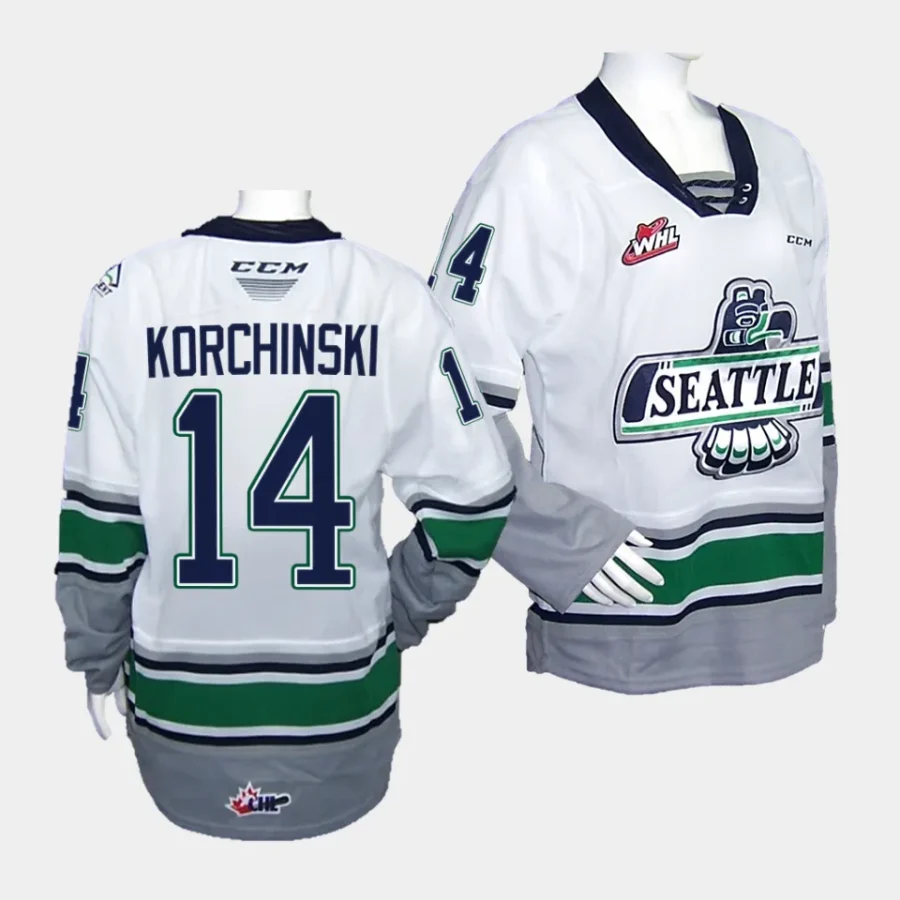 kevin korchinski seattle thunderbirds 2023 whl championship whitereplica jerseys