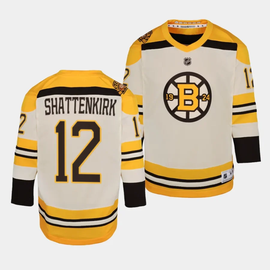 kevin shattenkirk bruins 2023 24100th anniversary youth creampremier jersey