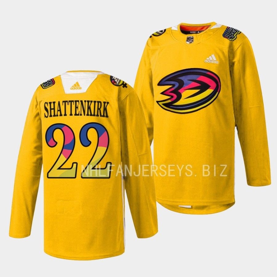 kevin shattenkirk ducks yellow 2023women in sports night warmup jersey