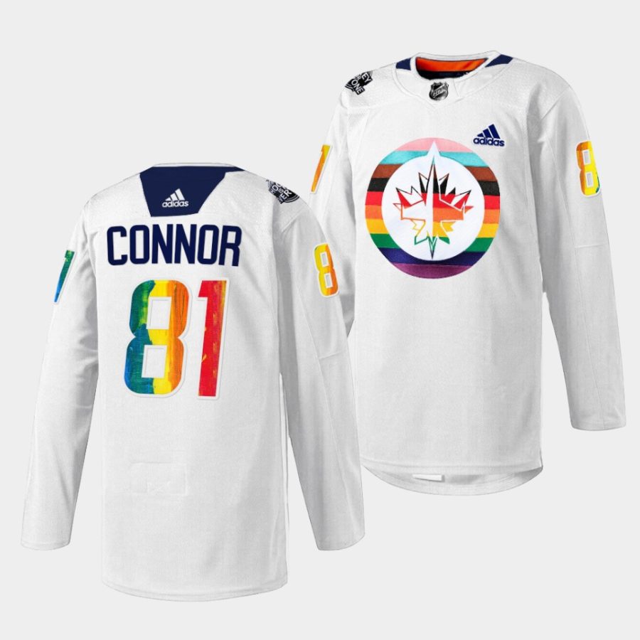 kyle connor jets white 2023pride night hockeyisforeveryone jersey