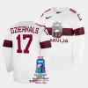 latvia martins dzierkals 2023 iihf world championship white home jersey