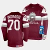 latvia miks indrasis 2023 iihf world championship maroon away jersey