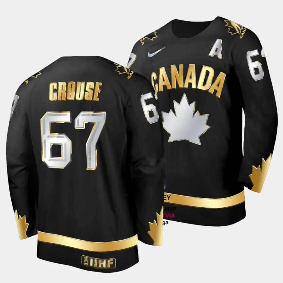 lawson crouse canada 2023 champions du monde gold trophy black jersey