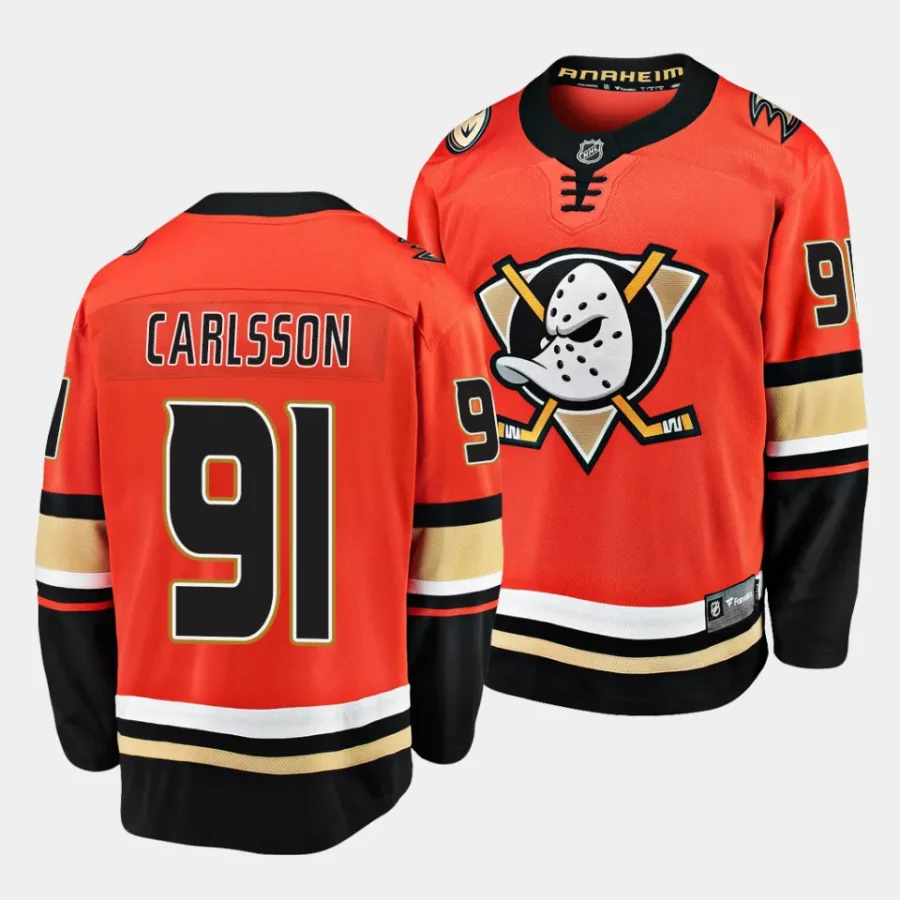 leo carlsson ducks orange home 2023 nhl draft breakaway playerjersey