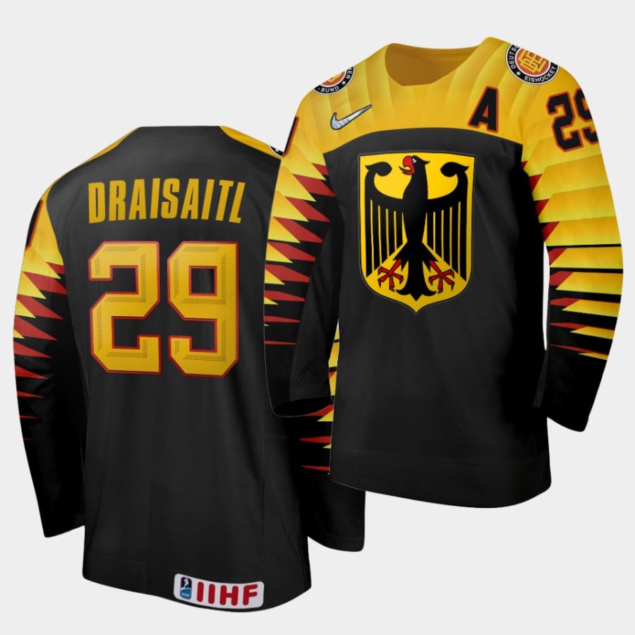 leon draisaitl germany 2020 iihf world ice hockey black jersey