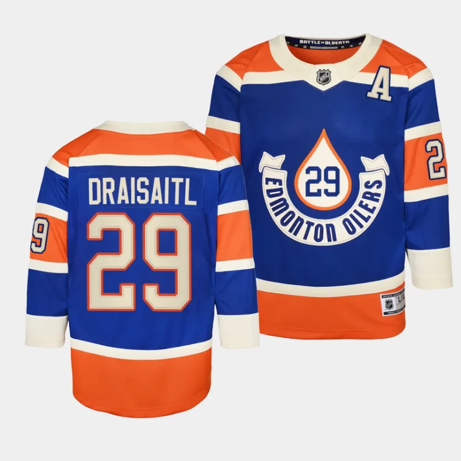 leon draisaitl oilers 2023 nhl heritage classic youth royalpremier player jersey