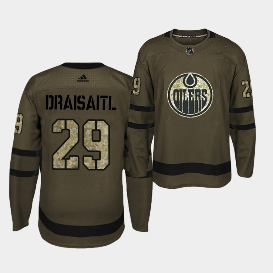 leon draisaitl oilers camo military jersey