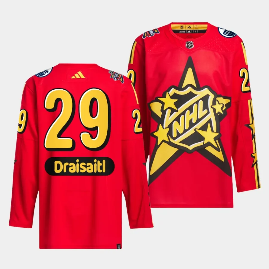 leon draisaitl oilers red 2024 nhl all star game drew house primegreen authenticjersey