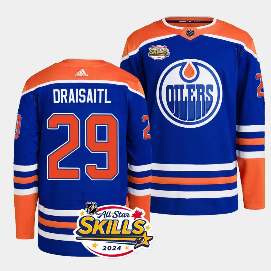 leon draisaitl oilers royal 2024 nhl all star skills authentic home jersey