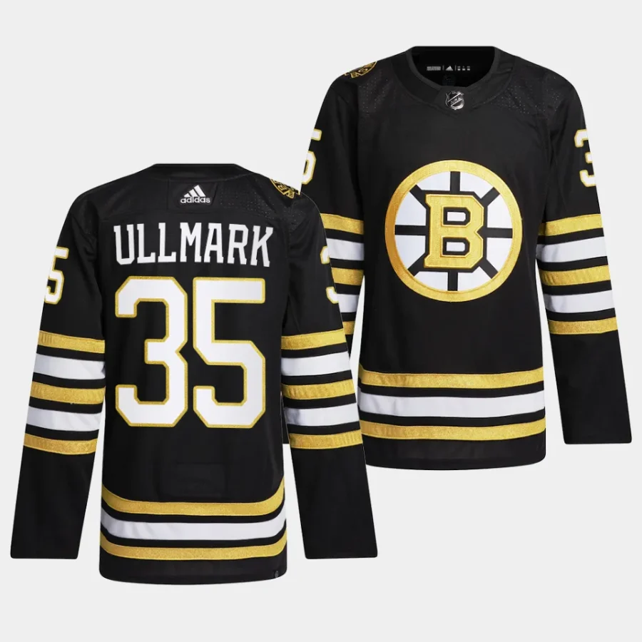 linus ullmark bruins black 2023 24100th anniversary primegreen jersey