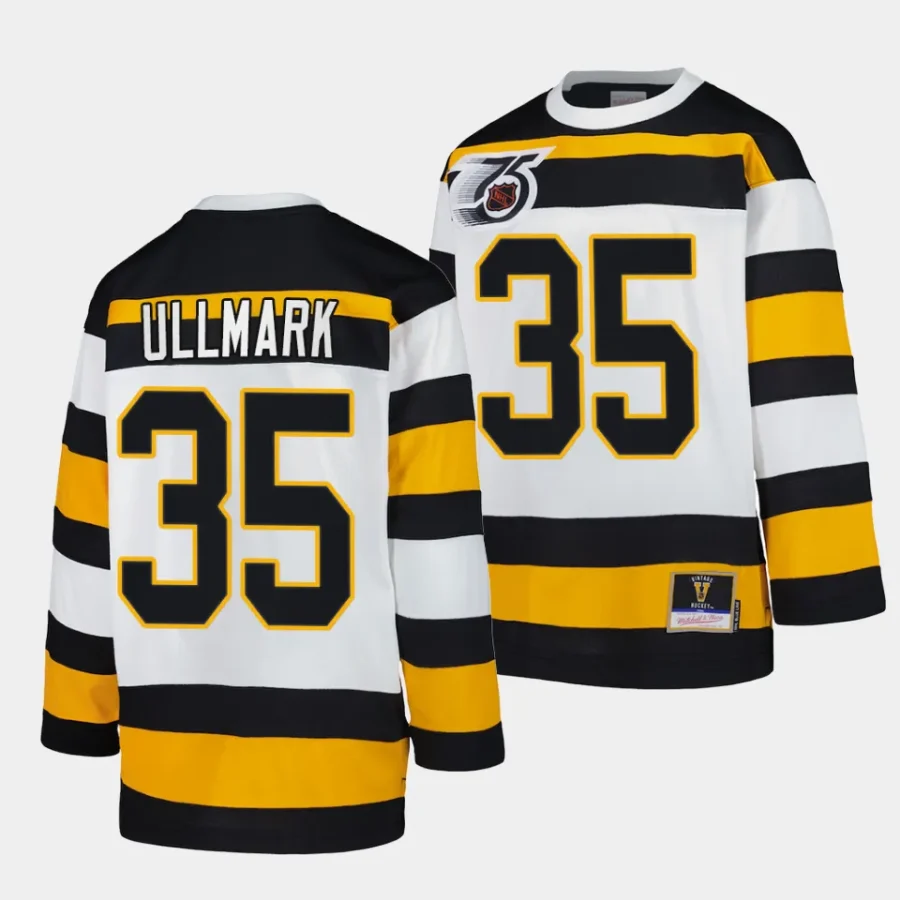 linus ullmark bruins white blue line 1991 throwback jersey