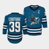 logan couture sharks 2022 23home youth teal jersey