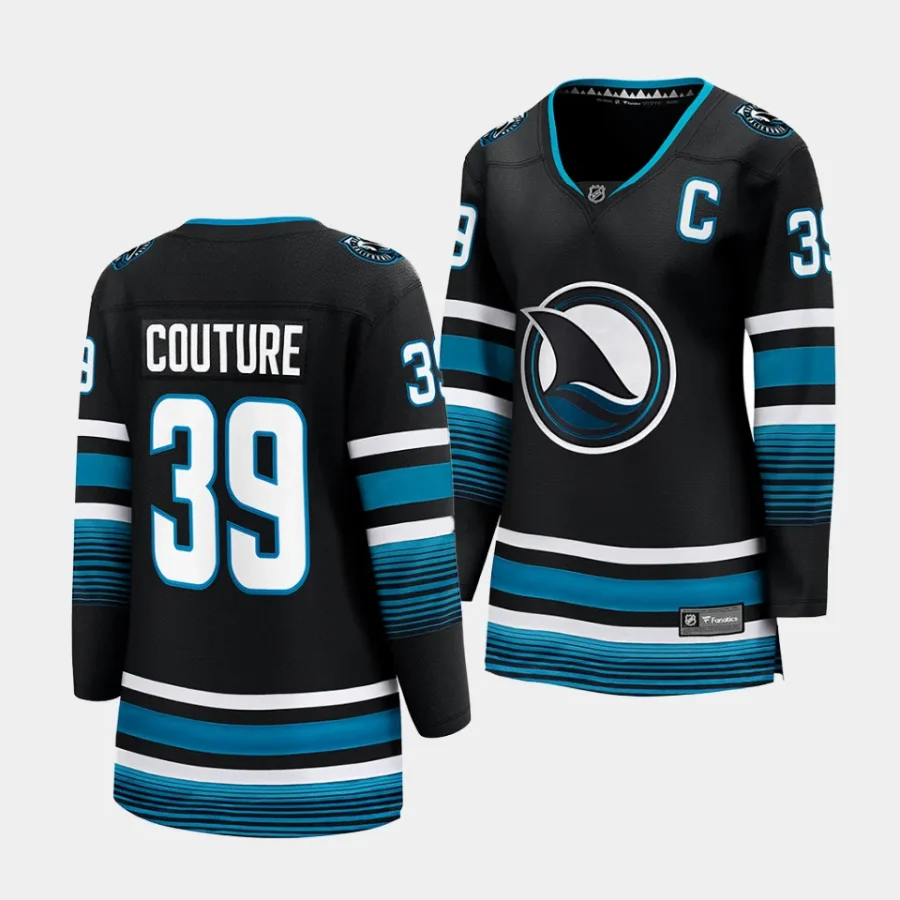 logan couture sharks black cali fin 3rd alternate women jerseys