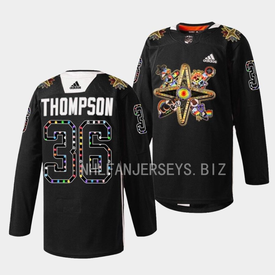 logan thompson golden knights black 2023 pride knight warmups jersey