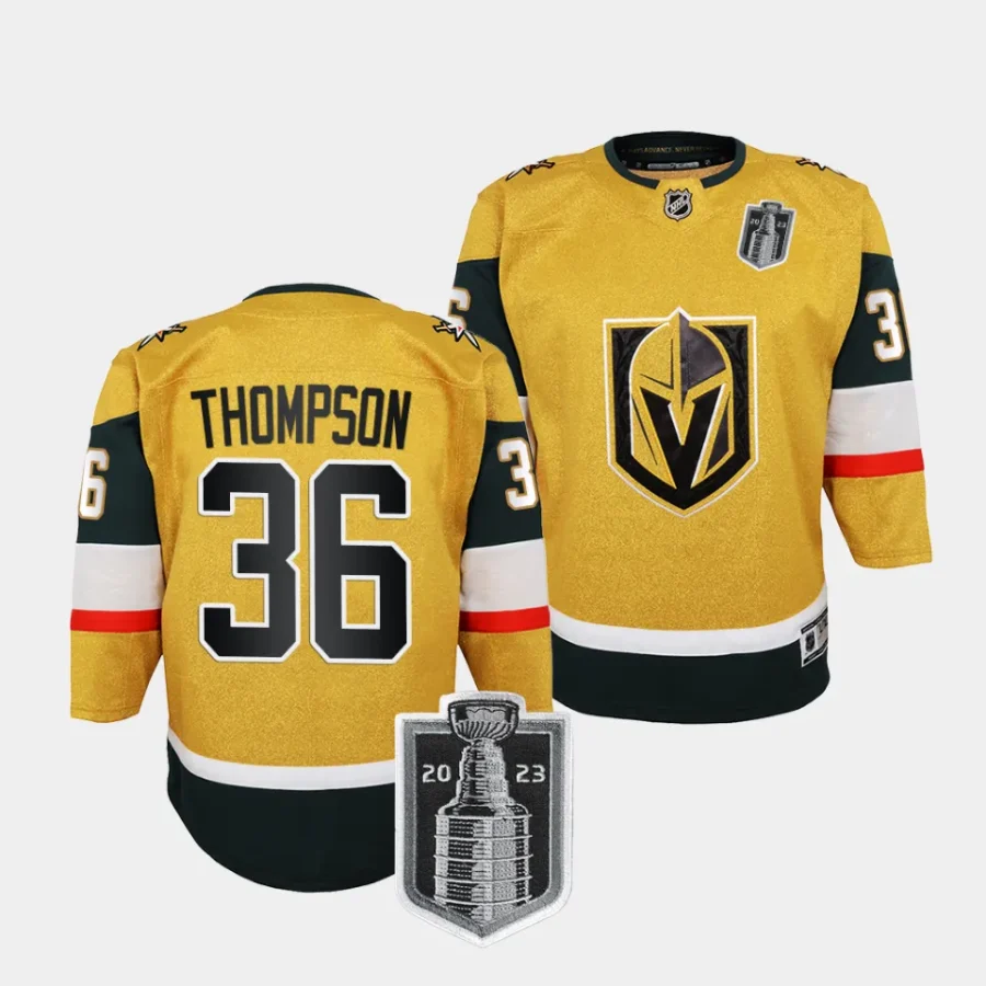 logan thompson vgk 2023 stanley cup final youth goldhome jersey