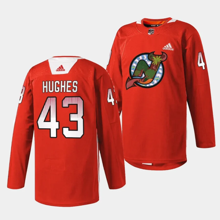 luke hughes devils red 2024asian and pacific islander heritage night jersey