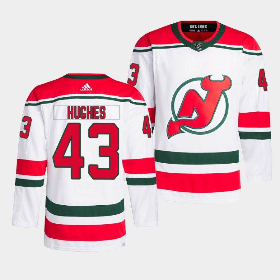 luke hughes devils white 2023heritage classic authentic pro jersey