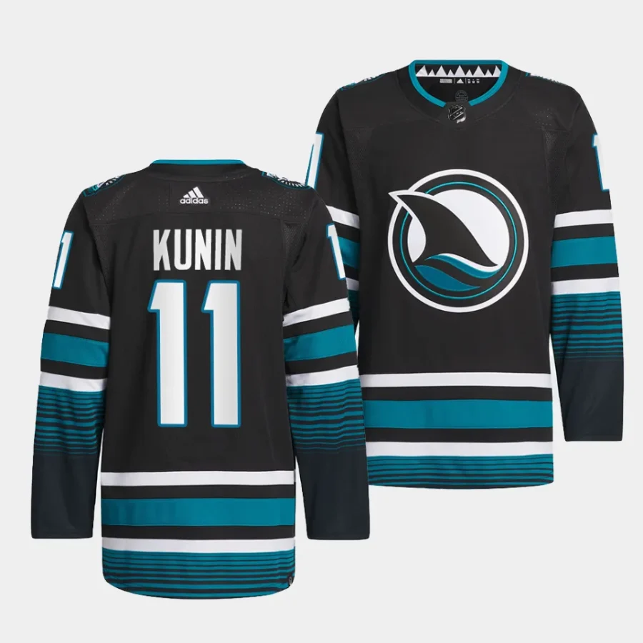 luke kunin sharks black 2023 24cali fin 3rd alternate authentic pro jersey