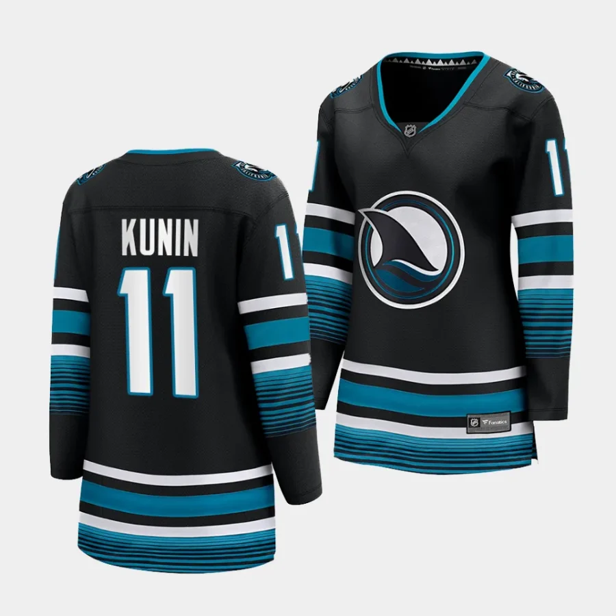 luke kunin sharks black cali fin 3rd alternate women jerseys