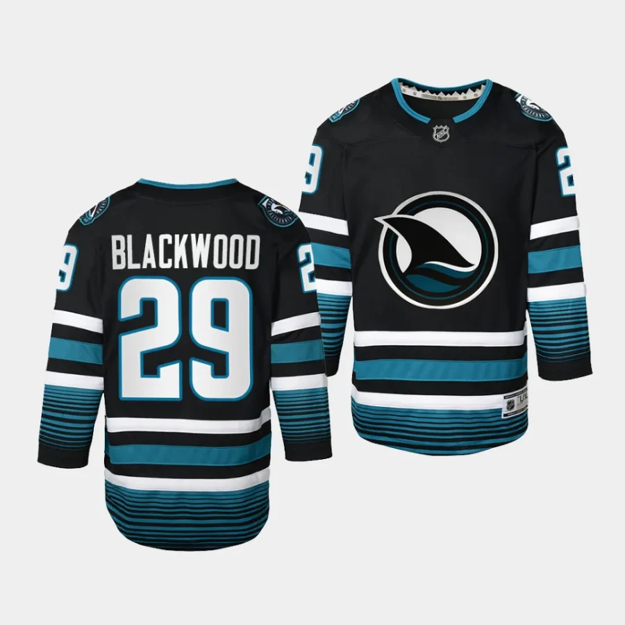 mackenzie blackwood sharks 2023 24cali fin 3rd alternate youth blackreplica jersey