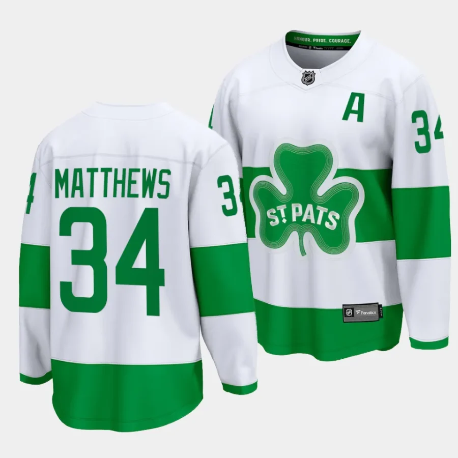 maple leafs auston matthews white 2024 st. patricks alternate jersey