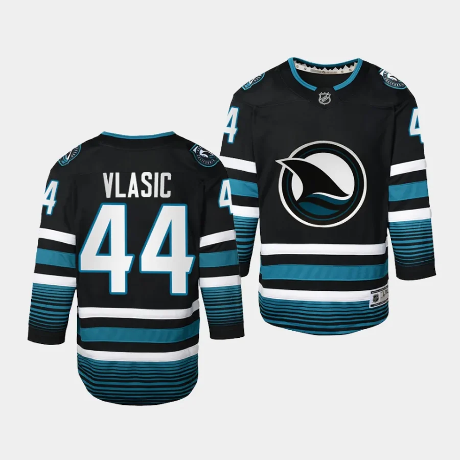 marc edouard vlasic sharks 2023 24cali fin 3rd alternate youth blackreplica jersey