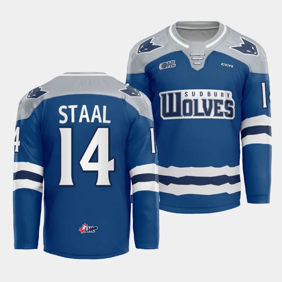 marc staal sudbury wolves blue 2023 24futuristic alternate ohl replica jersey