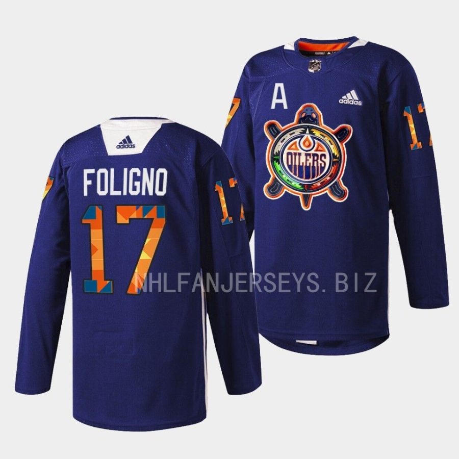 marcus foligno wild warmup 2022indigenous celebration night navy jersey