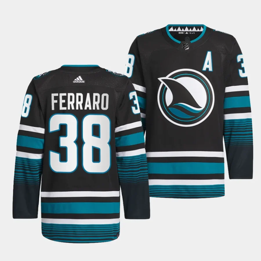 mario ferraro sharks black 2023 24cali fin 3rd alternate authentic pro jersey