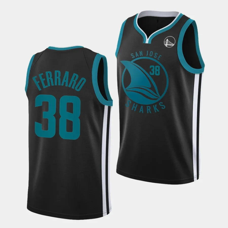 mario ferraro sharks black warriors mashup basketball jersey