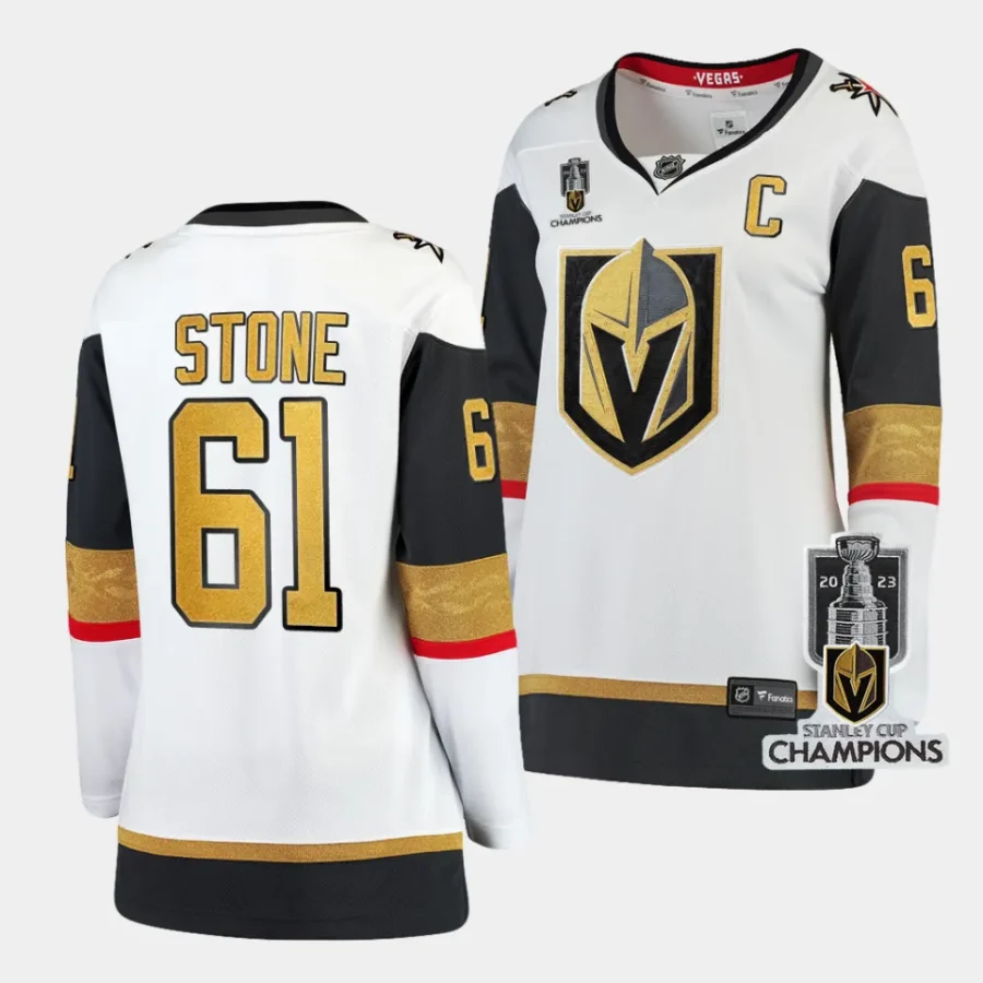 mark stone vgk 2023 stanley cup champions white away women jersey