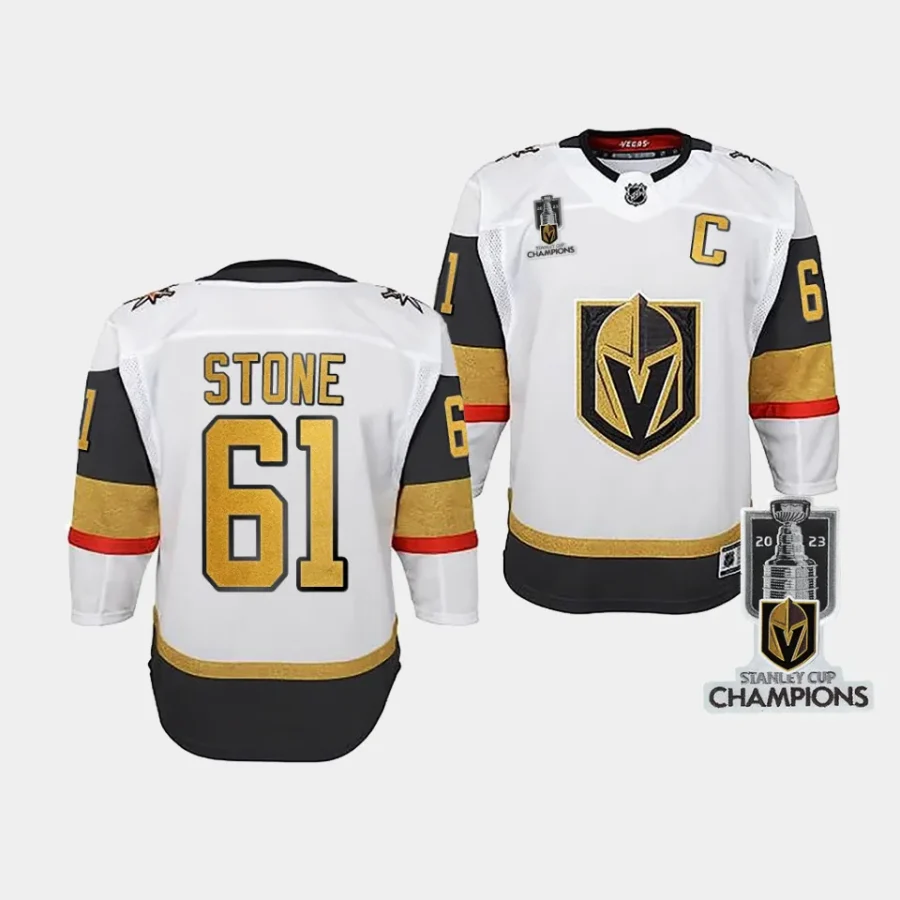 mark stone vgk 2023 stanley cup champions youth whiteaway jersey