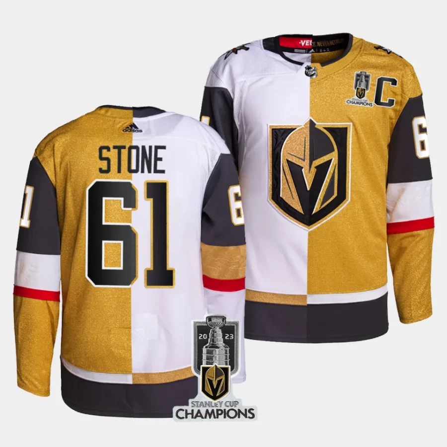 mark stone vgk white gold 2023 stanley cup champions split jersey