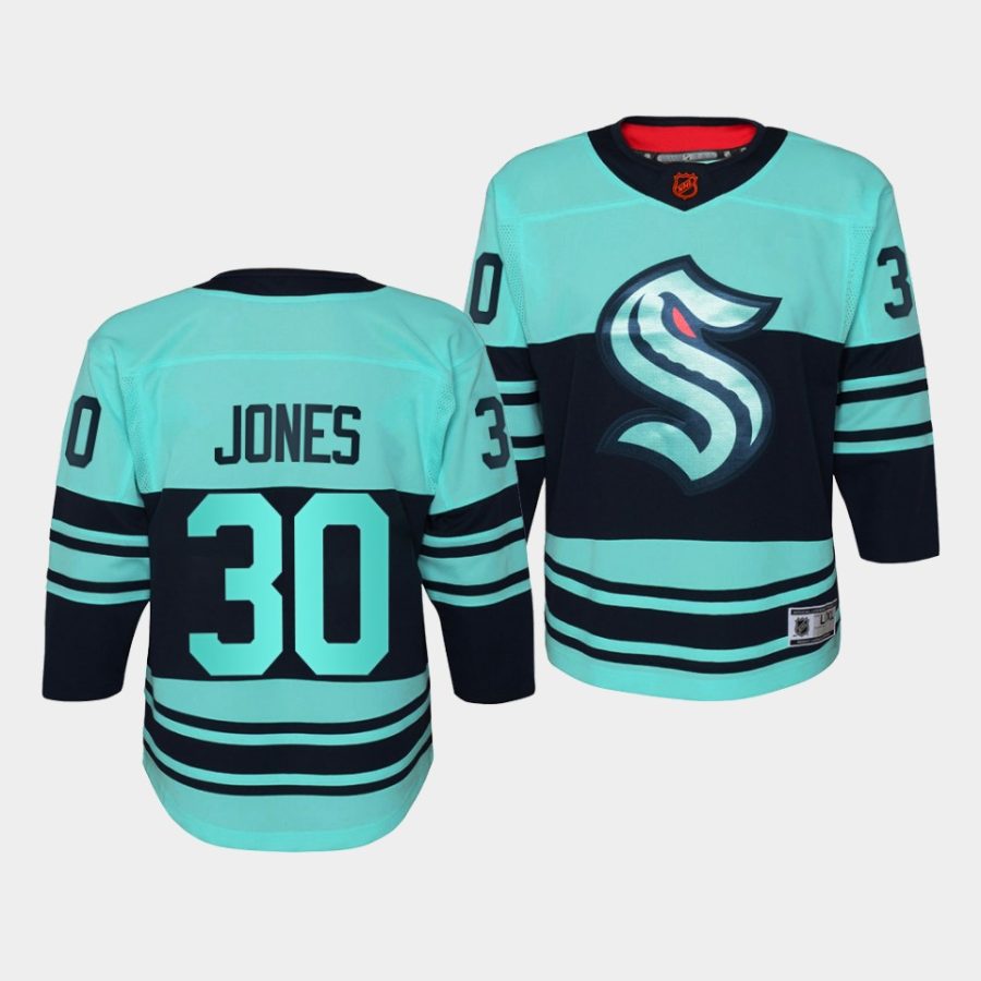 martin jones kraken 2022special edition 2.0 youth ice blue jersey