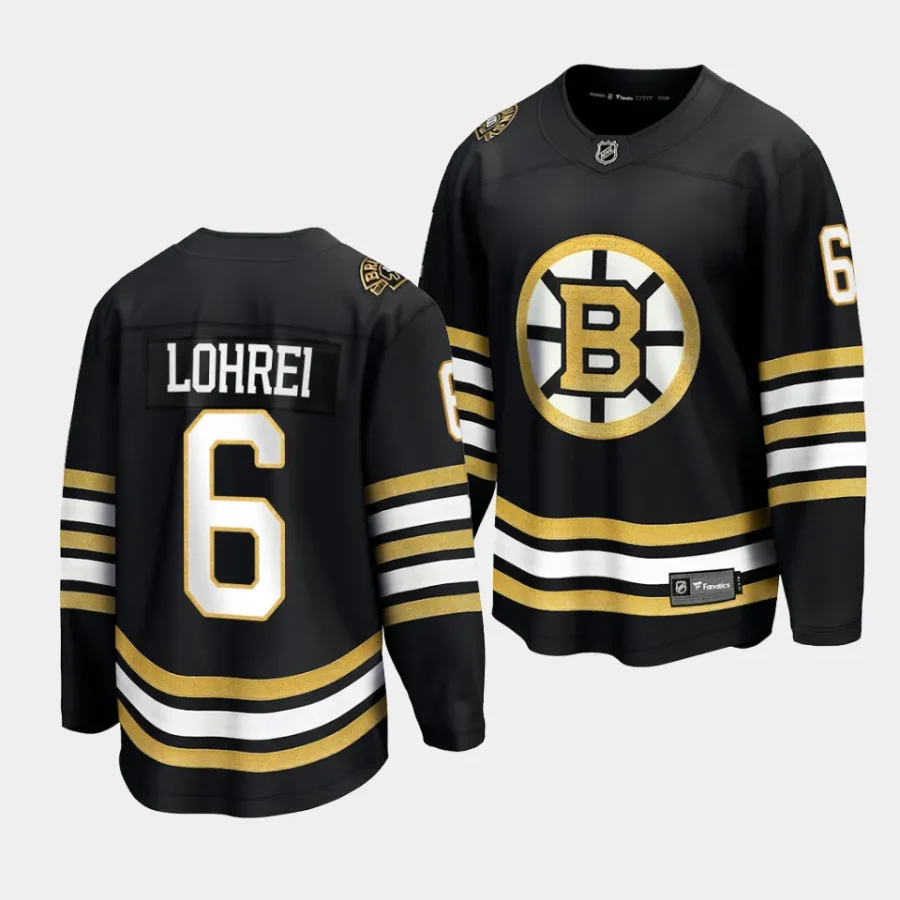 mason lohrei bruins black 2023 24 100th anniversary premier jersey