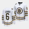 mason lohrei bruins white 2023 24100th anniversary premier jersey