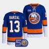 mathew barzal islanders royal 50th anniversary primegreen home jersey