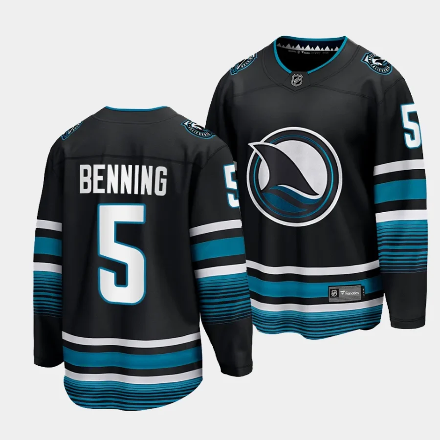 matt benning sharks black 2023 24cali fin 3rd alternate breakaway player jersey