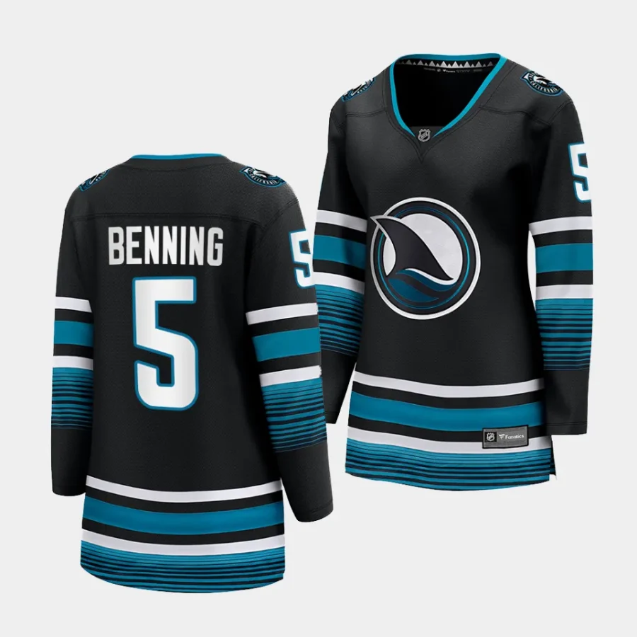 matt benning sharks black cali fin 3rd alternate women jerseys