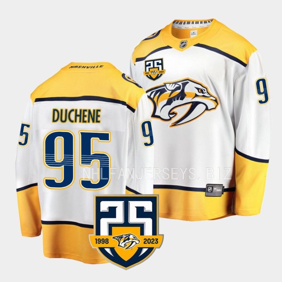 matt duchene predators white 2023 2425th anniversary logo away jersey